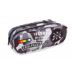 DOUBLE ZIPPERS PENCIL CASE COOLPACK CLEVER CAMO BLACK BADGES (A65111)