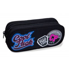 DOUBLE ZIPPERS PENCIL CASE COOLPACK CLEVER GIRLS BADGES BLACK (B65056)