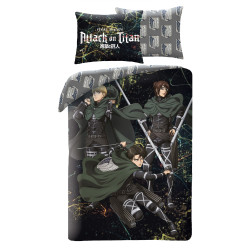 SINGLE DUVET SET MICROFIBER 140 X 200 CM ATTACK ON TITAN AOTF-6053BL