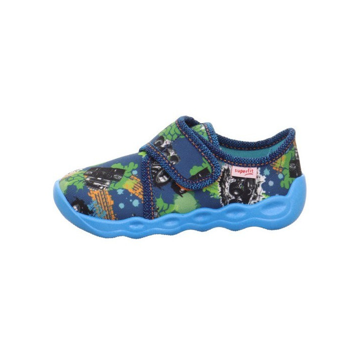 PANTOFLE TEKSTYLNE KAPCIE SUPERFIT BUBBLE BLAU 1-006273-8050