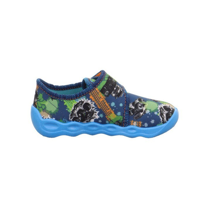 PANTOFLE TEKSTYLNE KAPCIE SUPERFIT BUBBLE BLAU 1-006273-8050