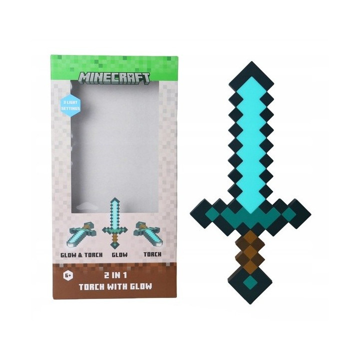 MINECRAFT 2 IN 1 TORCH WITH GLOW DIAMOND SWORD