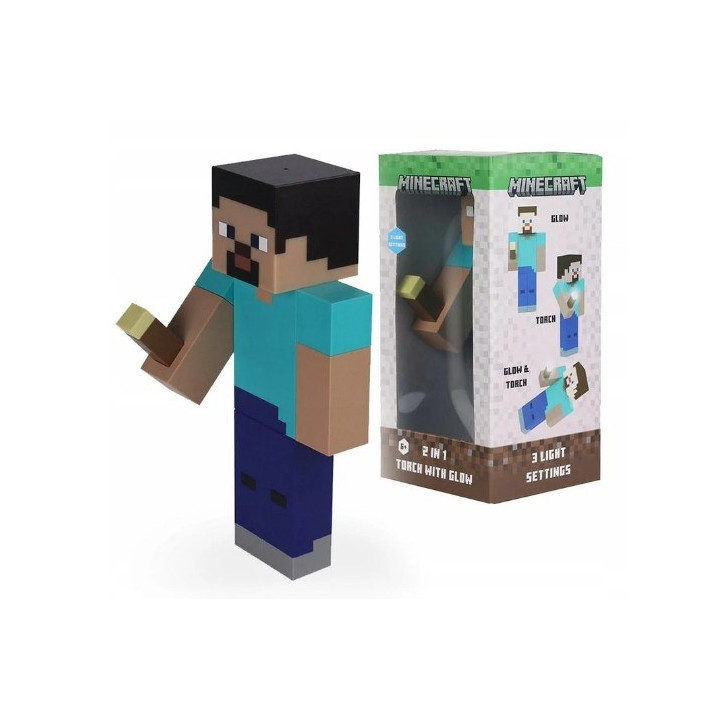 LATARKA Z LAMPKĄ 2W1 MINECRAFT STEVE