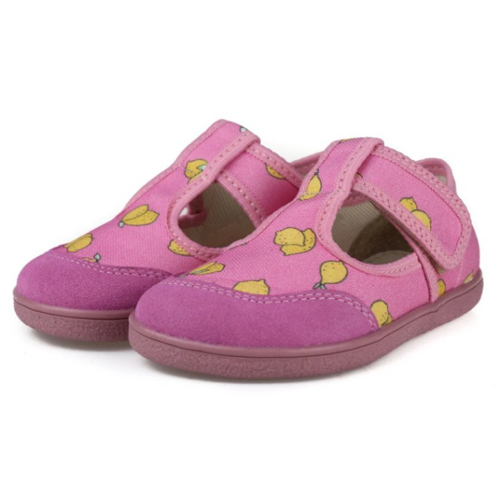 PANTOFLE TEKSTYLNE KAPCIE BAREFOOT MIDO SHOES LEMON PINK