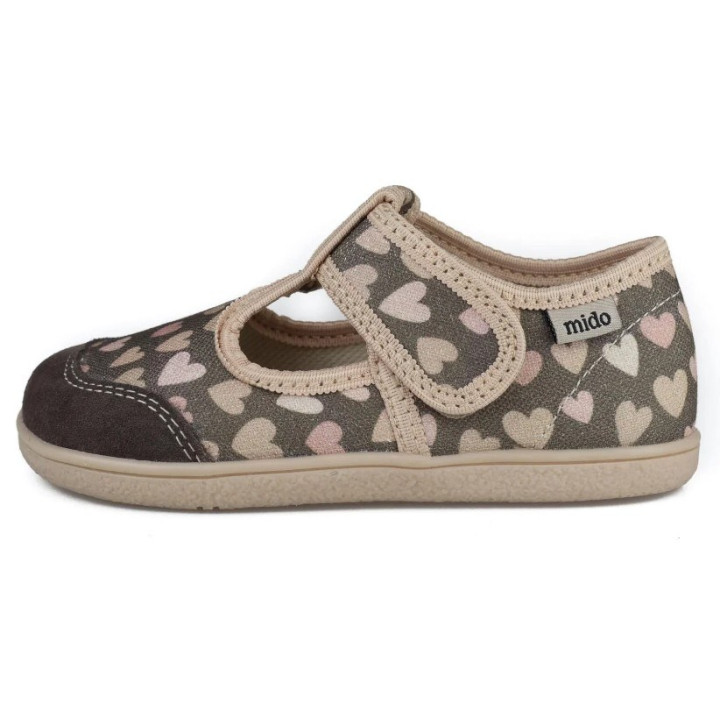 PANTOFLE TEKSTYLNE KAPCIE BAREFOOT MIDO SHOES BROWN HEARTS