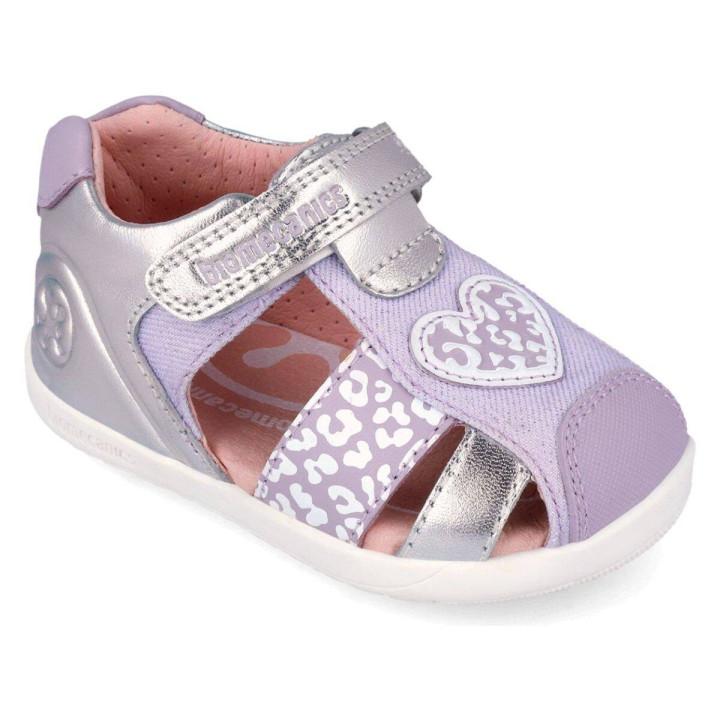 SANDALS BAREFOOT BIOMECANICS FIRST STEPS 262161-B879 PLATA Y LILA