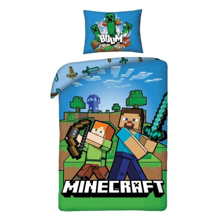 POŚCIEL BAWEŁNIANA 140 X 200 CM MINECRAFT MNC-282BL