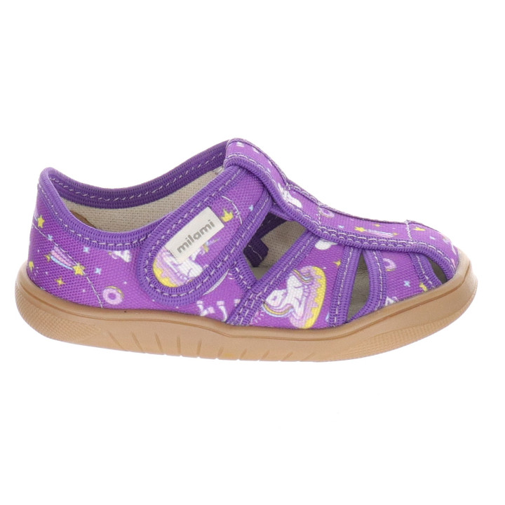 PANTOFLE SANDAŁY KAPCIE BAREFOOT MILAMI PURPLE UNICORNS