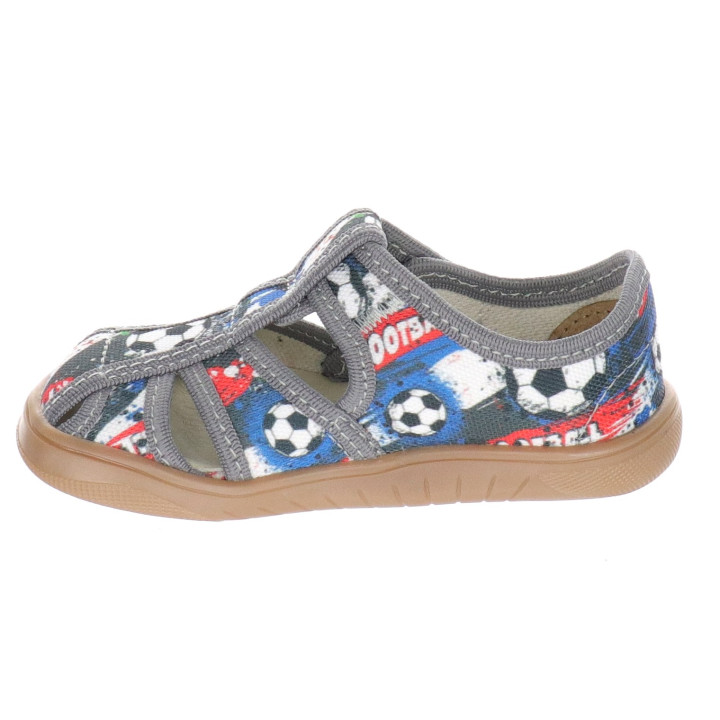 PANTOFLE SANDAŁY KAPCIE BAREFOOT MILAMI GREY FOOTBALL
