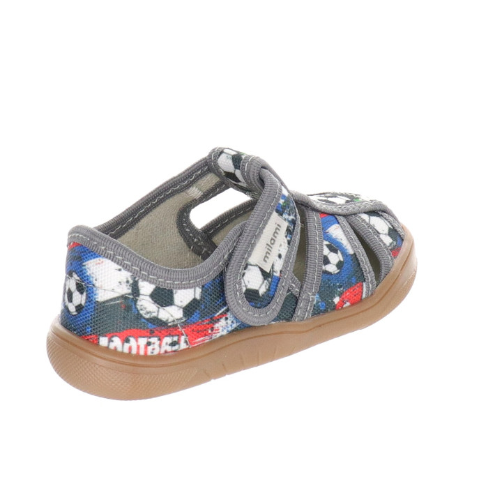 PANTOFLE SANDAŁY KAPCIE BAREFOOT MILAMI GREY FOOTBALL