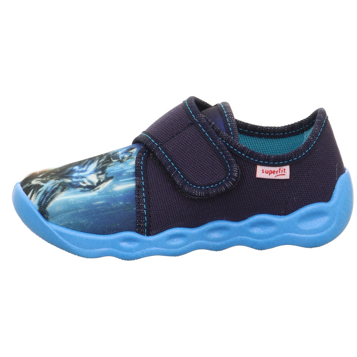 PANTOFLE TEKSTYLNE KAPCIE SUPERFIT BUBBLE BLAU 1-006274-8060