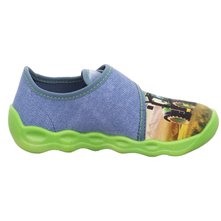 PANTOFLE TEKSTYLNE KAPCIE SUPERFIT BUBBLE BLAU 1-006274-8050