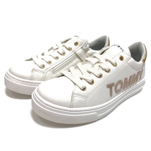 LOW CUT LACE-UP SNEAKER WHITE/GOLD X068