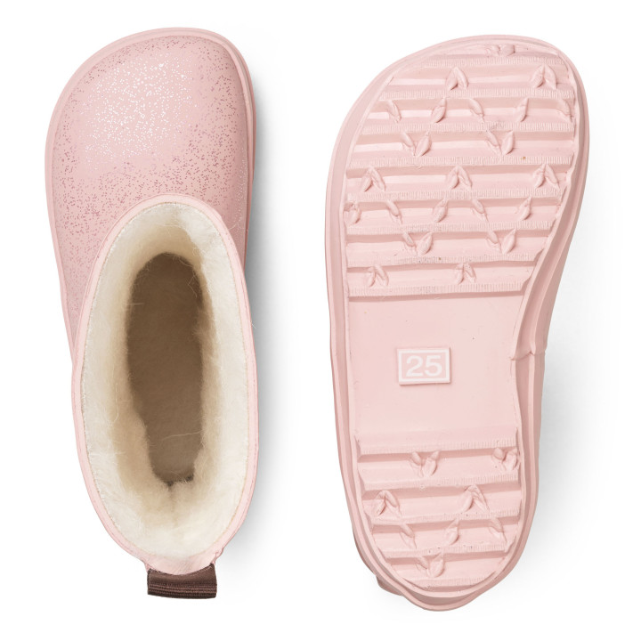 Bundgaard - Kalosze dziecięce ocieplane barefoot Aspen Vintage Rose Sparkle
