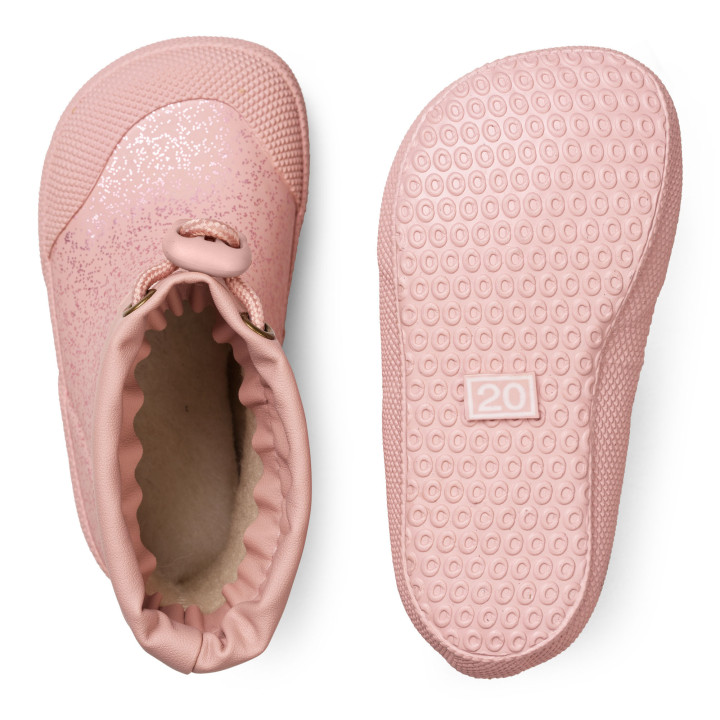 Bundgaard - Super miękkie kalosze ocieplane barefoot Malik Vintage Rose Sparkle