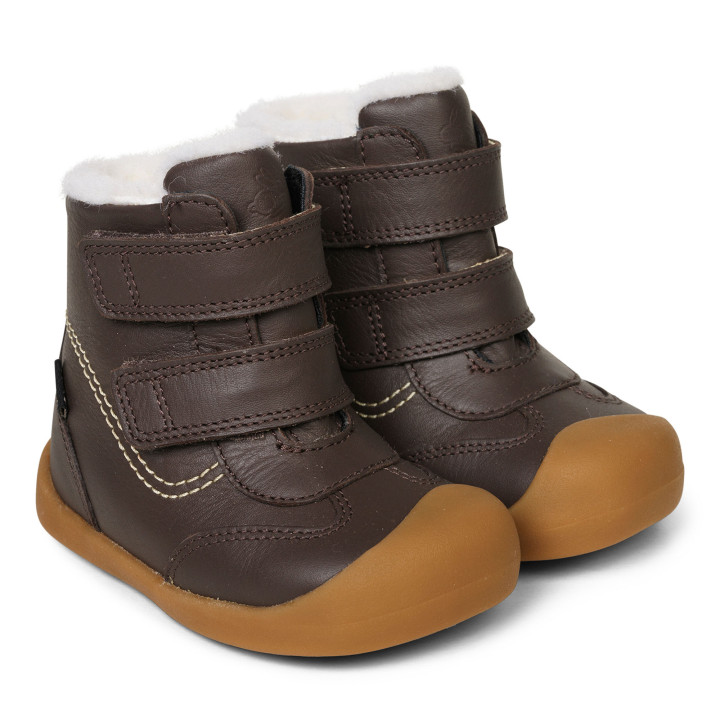 Bundgaard - Trzewiki dziecięce zimowe barefoot Pixi Dark Brown membrana TEX
