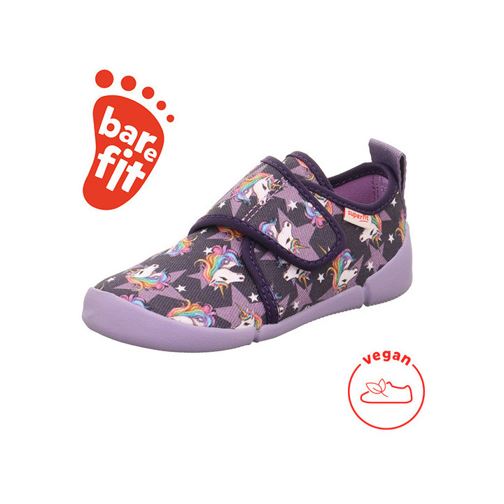 Superfit - Tekstylne kapcie barefoot Venti Barefit Viola/Mehrfarbing