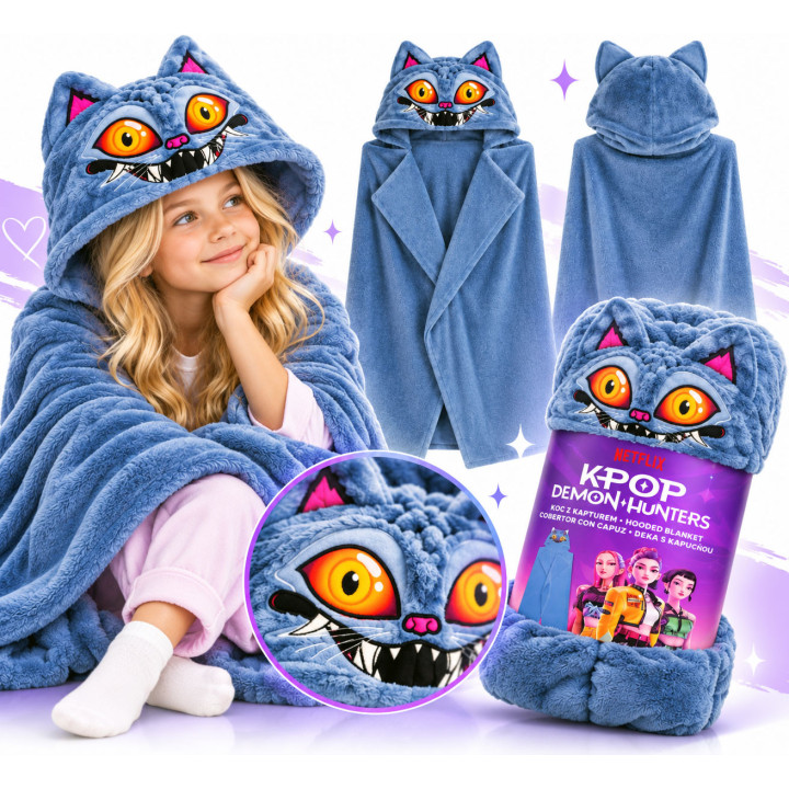 K-POP DEMON HUNTERS Hooded Blanket 120 x 150 cm Blue | Halantex