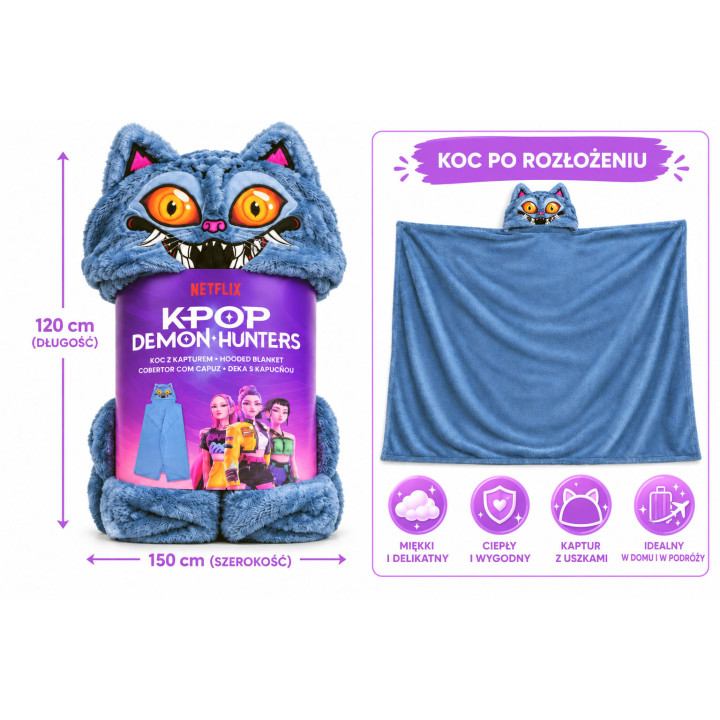 K-POP DEMON HUNTERS Hooded Blanket 120 x 150 cm Blue | Halantex