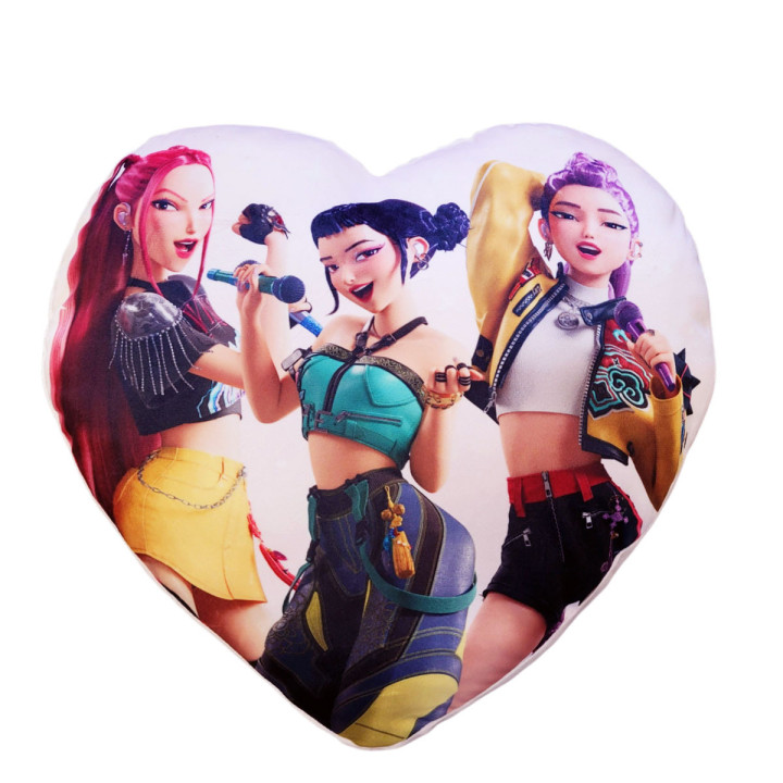 K-Pop Demon Hunters Heart Cushion 40 cm – Embroidered Huntrix Logo