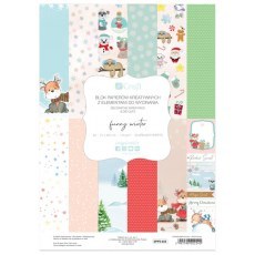 BLOK PAPIERÓW KREATYWNYCH Z ELEMENTAMI DO WYCINANIA FUNNY WINTER 20 ARKUSZY