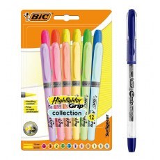 BIC HIGHLIGHTER GRIP COLLECTION 12 COLOURS