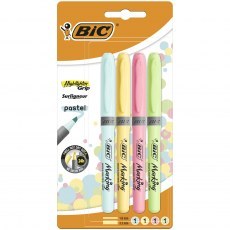 BIC HIGHLIGHTER GRIP PASTEL 4 COLOURS