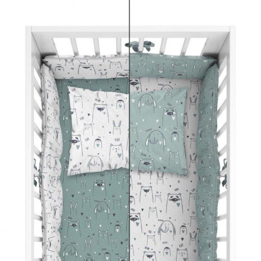 POŚCIEL BAWEŁNIANA + OCHRANIACZ MAYAMOO 100 X 135 CM ZWIERZAKI ROZRABIAKI 2947CD
