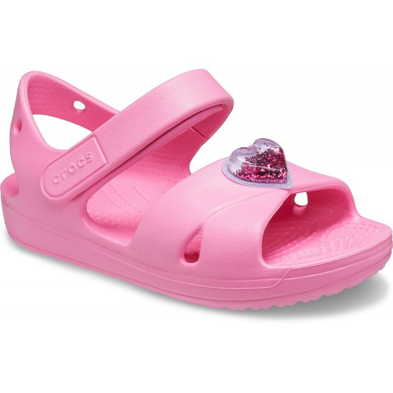 Crocs - Sandały Kids Classic Cross-Strap Charm Pink 206947 Lemonade