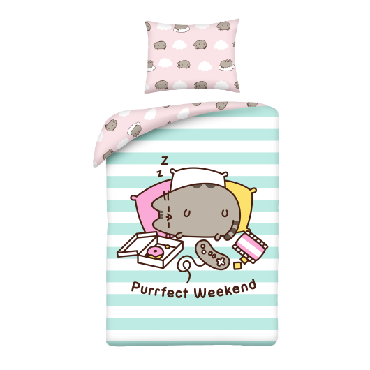 SINGLE DUVET SET 140 X 200 CM PUSHEEN PURRFECT WEEKEND PUS-2755BL