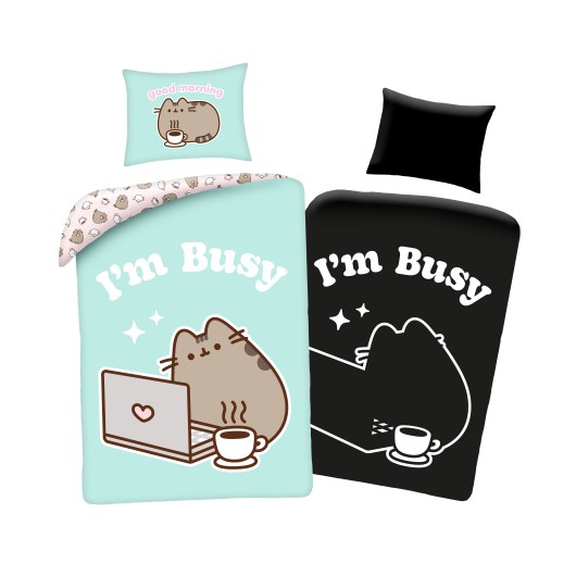 POŚCIEL BAWEŁNIANA FLUORESCENCYJNA 140 X 200 CM PUSHEEN I'M BUSY PUS-2553BL