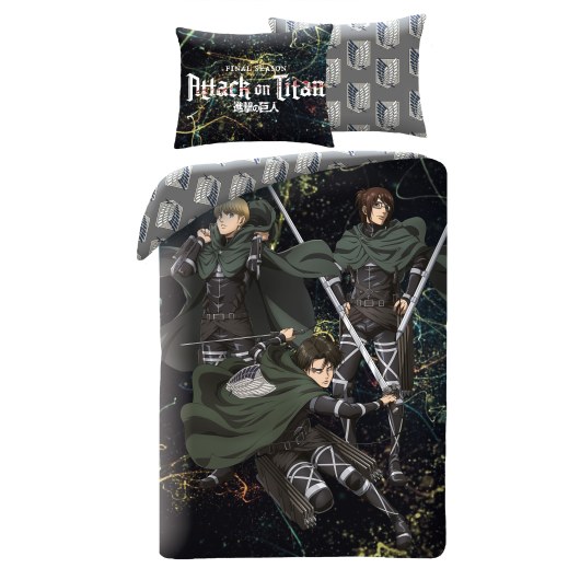 SINGLE DUVET SET MICROFIBER 140 X 200 CM ATTACK ON TITAN AOTF-6053BL