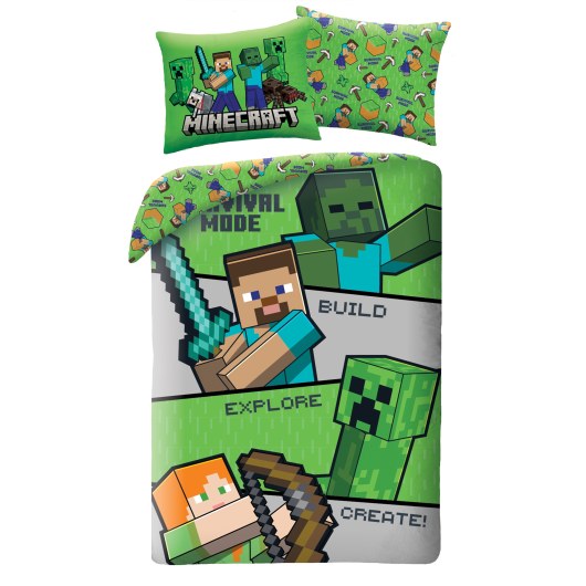 SINGLE DUVET SET MICROFIBER 140 X 200 CM MINECRAFT MNC-783BL
