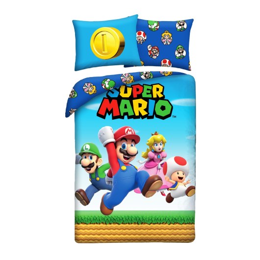 POŚCIEL DZIECIĘCA 140 X 200 CM NINTENDO SUPER MARIO BROS NO-805BL