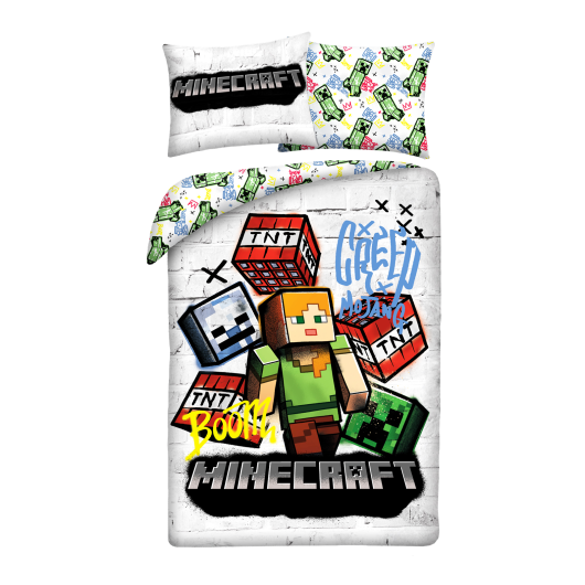 SINGLE DUVET SET MICROFIBER 140 X 200 CM MINECRAFT MNC-743BL
