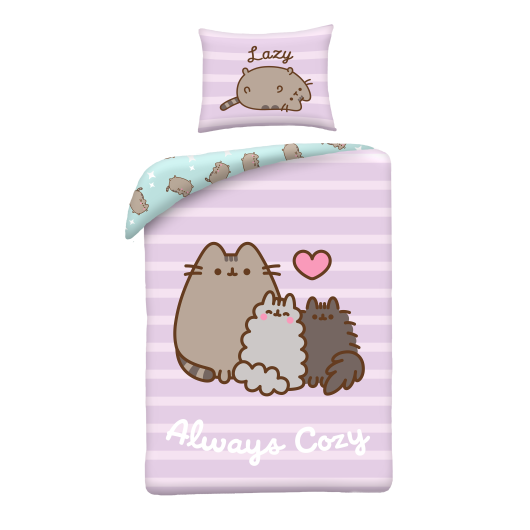SINGLE DUVET SET MICROFIBER 140 X 200 CM PUSHEEN THE CAT PUS-2276BL