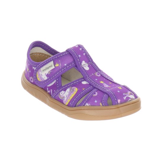 PANTOFLE SANDAŁY KAPCIE BAREFOOT MILAMI PURPLE UNICORNS